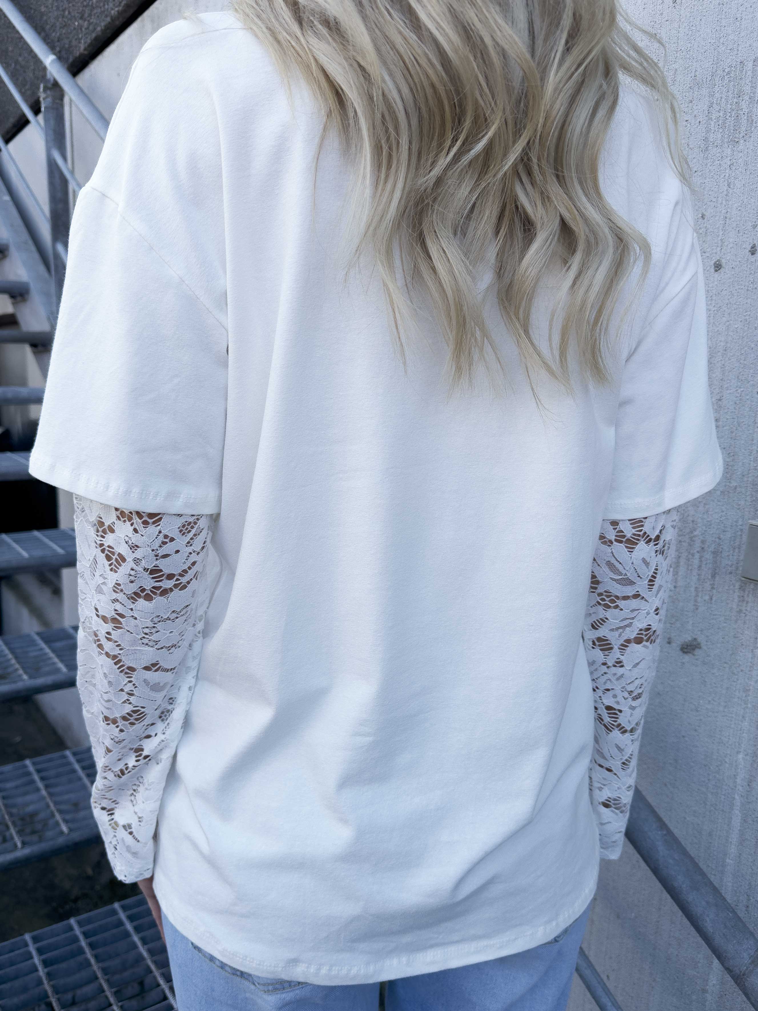 Valerie - T-shirt i bomuld med lange blonde ærmer